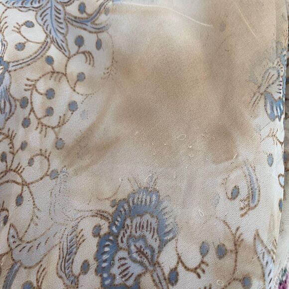 RAG Romantic Whimsical Cream Tan Mesh Blue Floral Maxi Skirt Plus Size 1X - Picture 8 of 8